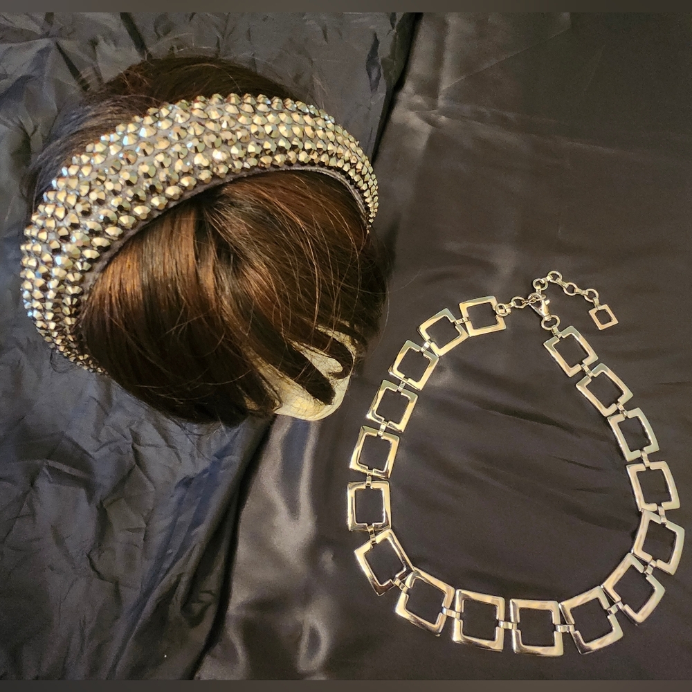 2 Accessories: Silver Headband and Belt Set